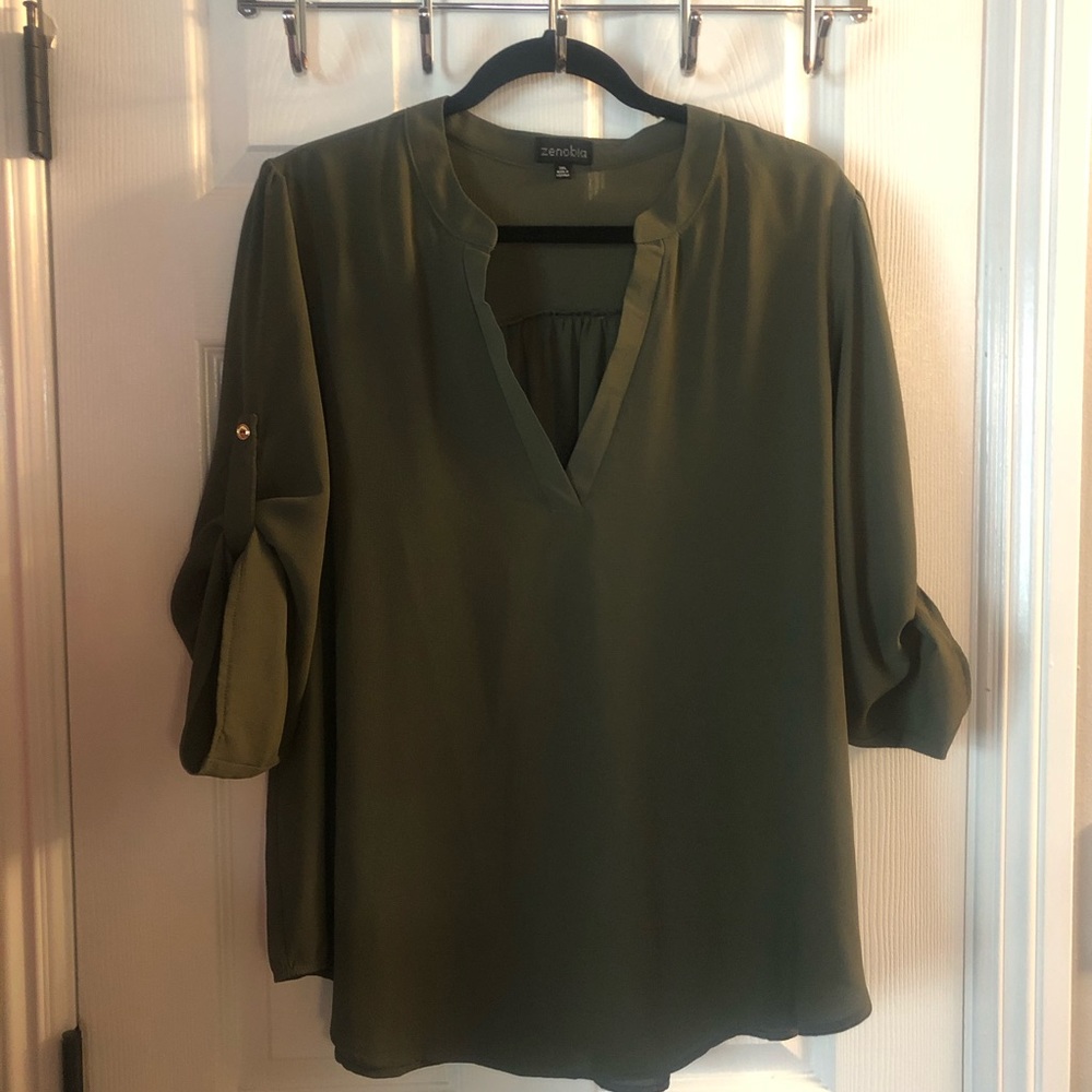 Olive loose fitting top